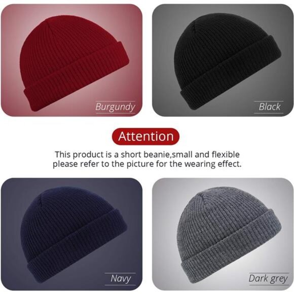 4 Pieces Trawler Beanie Watch Hat Roll up Edge Skullcap Fisherman Beanie Unisex - Picture 2 of 7